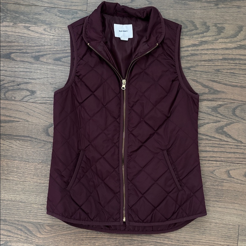 BOGO FREE Old Navy Maroon Quilted Vest with Gold Accents